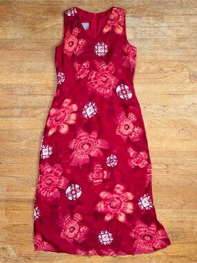 Vintage Floral Medallion Sleeveless Dress Size Small Red Cottagecore Sundress